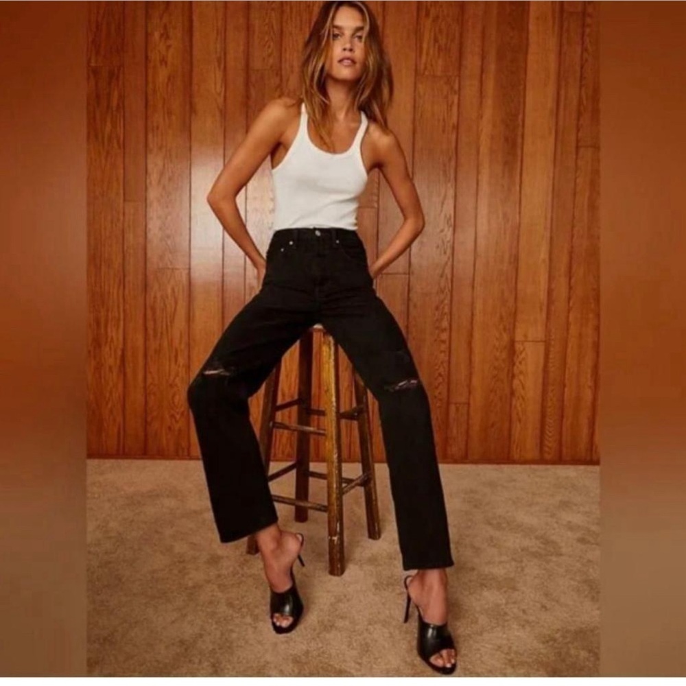 Denim Forum Aritzia The Joni High Rise Loose Jean in Black Eyeliner size 24